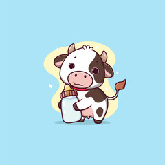 Cute Cow Holding Baby Bottle