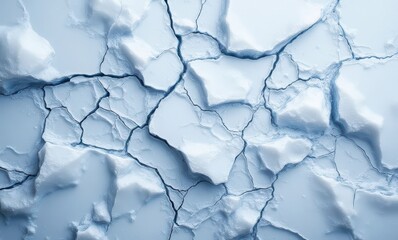 Cracked ice surface with blue hues