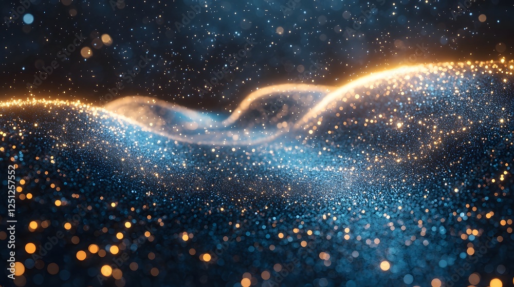 Poster glowing wave pattern with smooth flowing motion and vibrant colors symbolizing progress advancement 