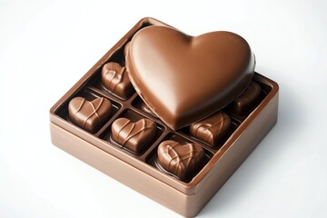Box of heart-shaped chocolates, perfect for a sweet treat or gift on special occasions.