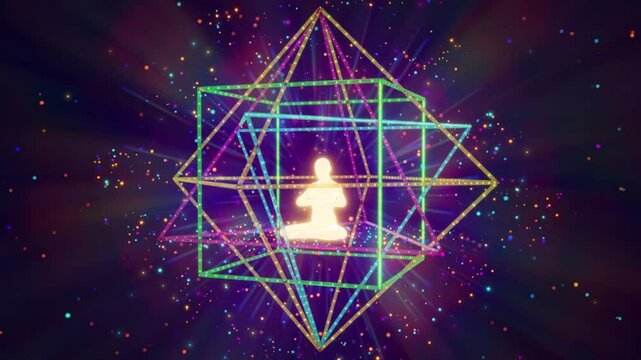 looped 3d animation radiance of the energy astral system of merkaba