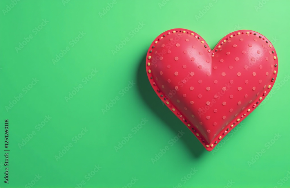 Poster colorful heart graphic on a green background providing ample copy space for various design applicati