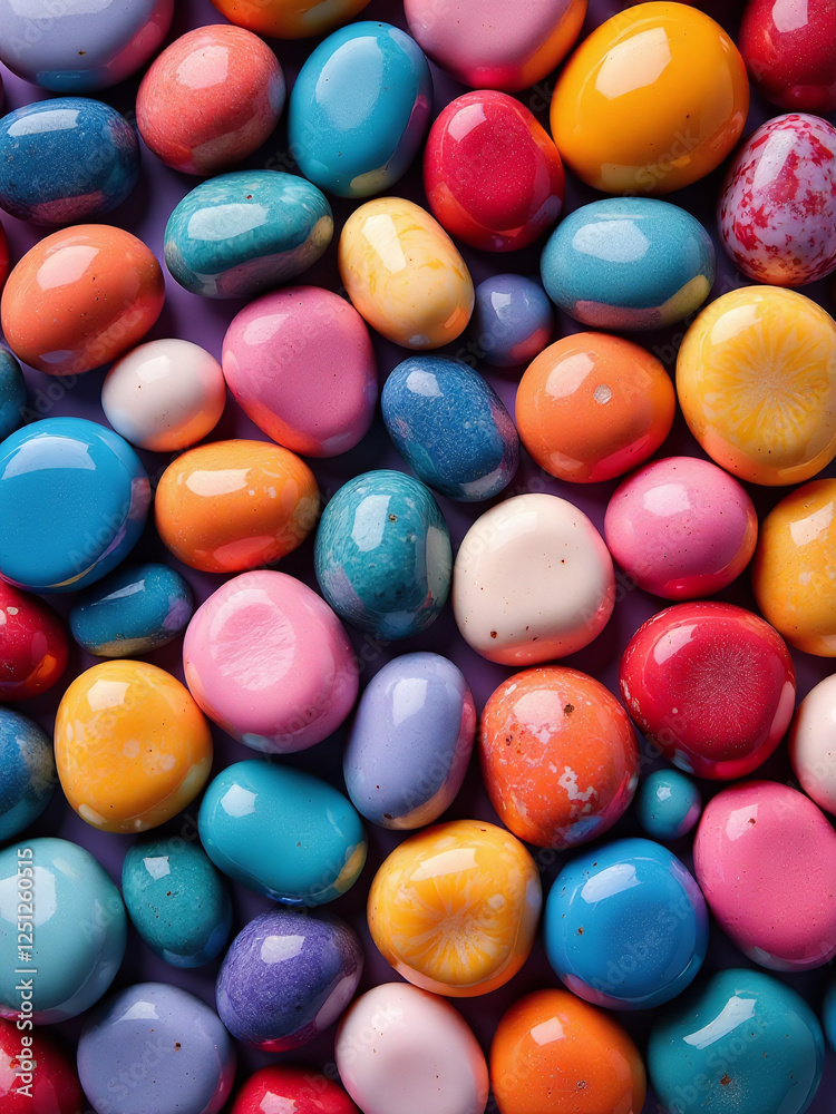 Aufkleber Colorful Small Stones Create A Visually Appealing Top View Background Image Suitable For Use On Cellphone Or Mobile Phone Screens. 00001