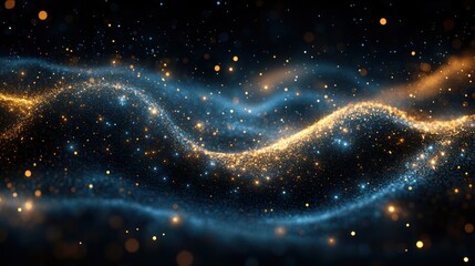 Fototapeta premium Glittering cosmic wave, dark space, background, digital art