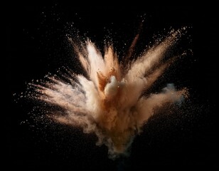 explosion de poussi&egrave;re, poudre projet&eacute;e en couleur en ia sur fond noir	
