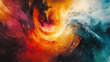 Abstract swirling fire ice artwork, cosmic background, design element