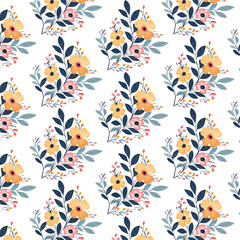 floral pattern with tropical leaves and flowers