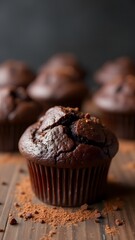 Delicious Dark Chocolate Muffins Baked Fresh