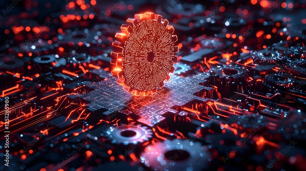 Poster intricate 3d rendered machine learning icon featuring a dynamic futuristic composition of interconne