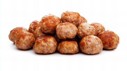 A pile of golden-brown meatballs, ready to eat.