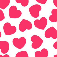 Pink heart seamless pattern with a white background