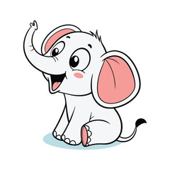 Cute baby carton elephant with smiling face