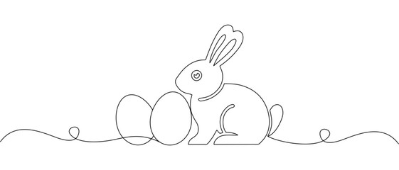 Obraz premium Egg and bunny line art for Easter