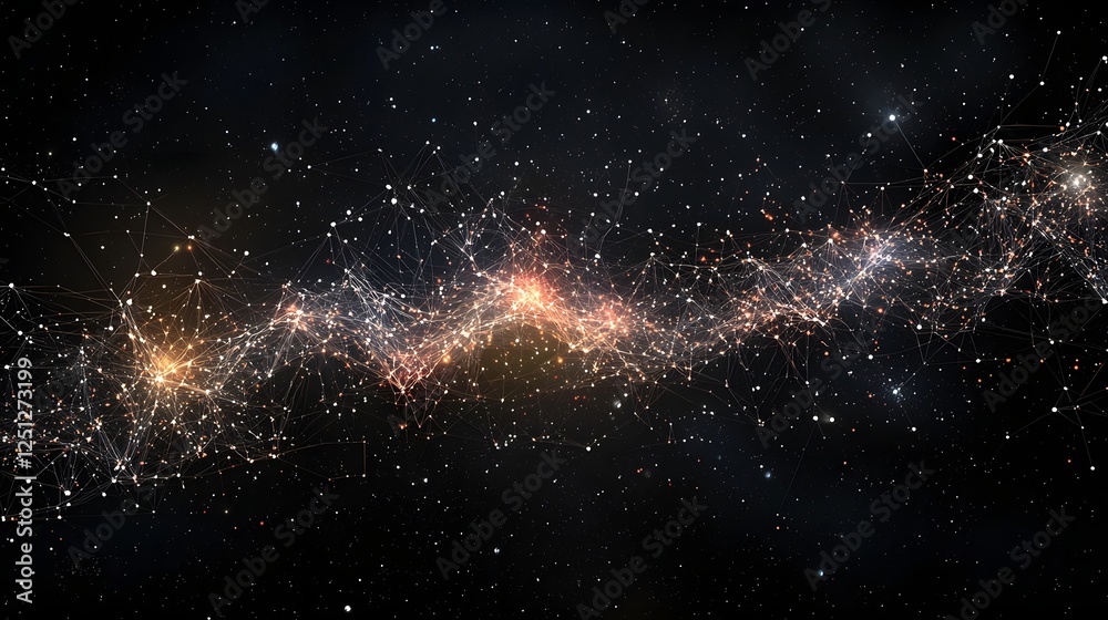 Poster stunning cosmic visualization of neural connections and patterns representing the power of machine l
