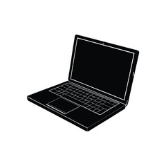 a leptop silhouette illustration on white backgrou.eps