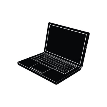 a leptop silhouette illustration on white backgrou.eps