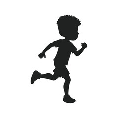 kids boy running silhouette on a white background