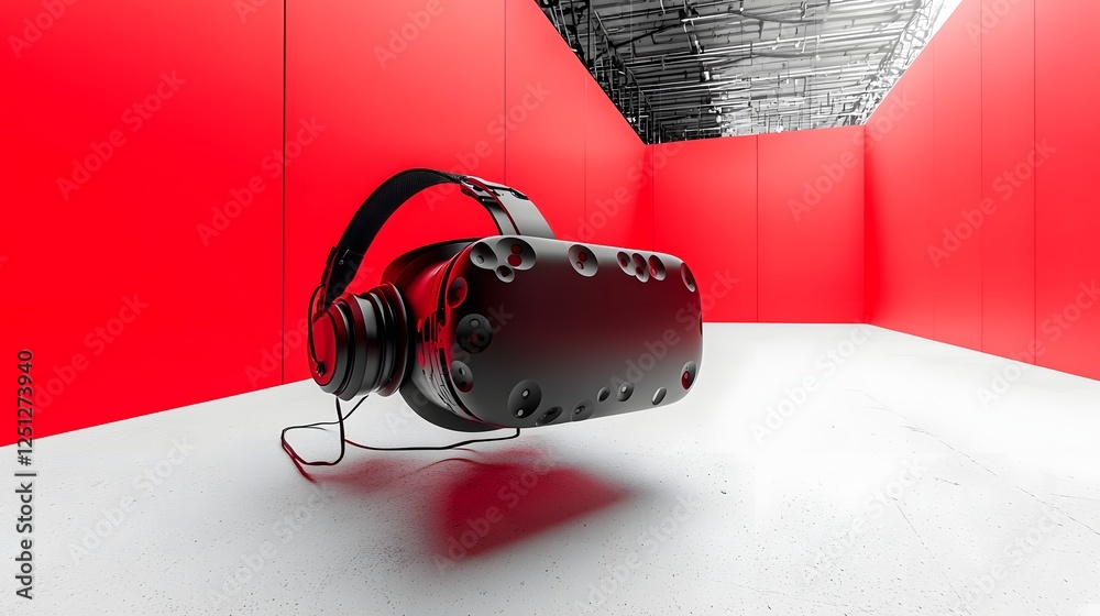 Poster futuristic virtual reality inspired digital machine learning technology design with interactive head