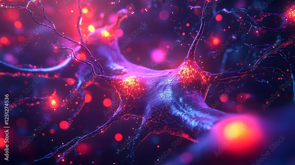 Poster glowing abstract neural network with interconnected digital nodes futuristic technology and science 
