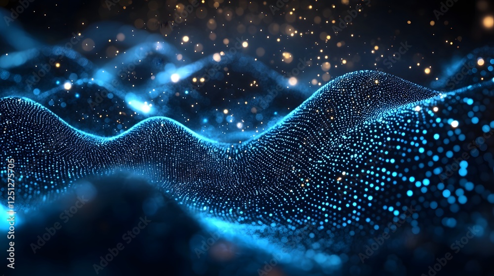Poster mesmerizing abstract depiction of neural network flows and digital data streams traversing the cosmi