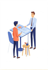 Obraz premium Creative Flat Stylized Job Seeker Interview Scene Vector Elements