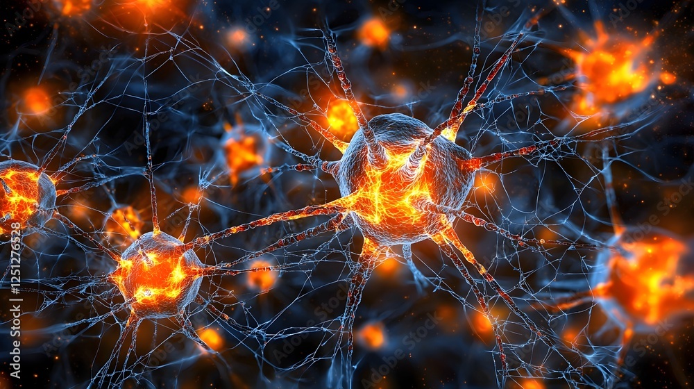 Aufkleber intricate glowing web of interconnected neural network nodes representing the complexity and dynamic