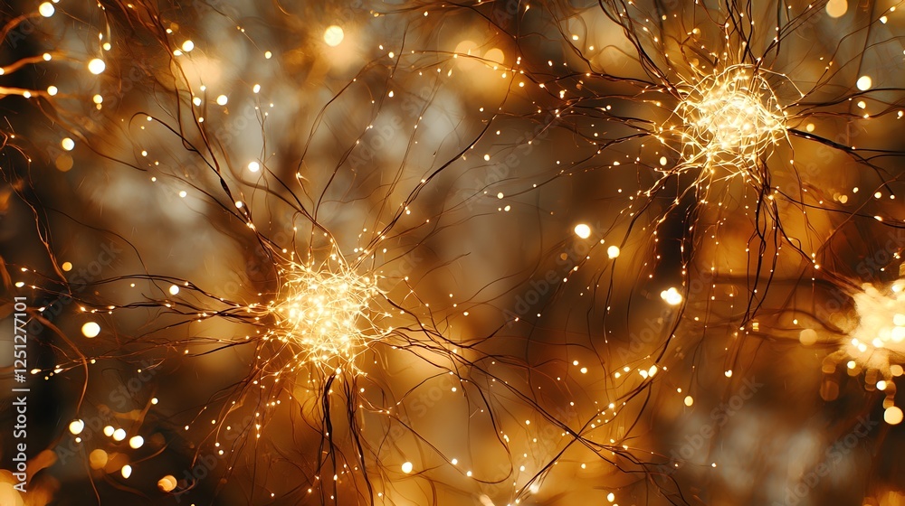 Poster pulsating neural network structure with glowing light effects futuristic digital of luminous particl