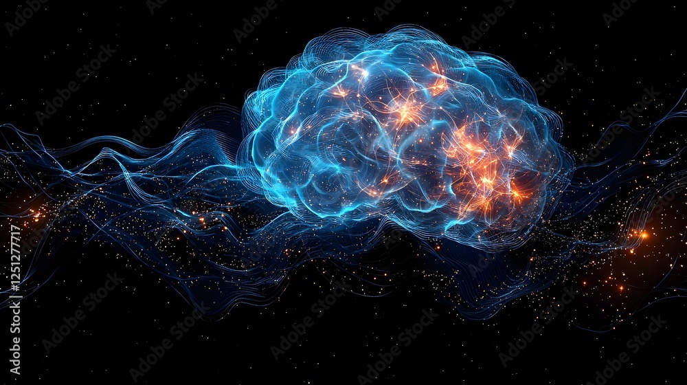 Poster mesmerizing neural network design with dynamic flowing motion captivating digital art showcasing a f