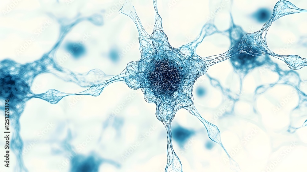 Poster abstract digital depicting the intricate workings of a neural network as it processes and visualizes