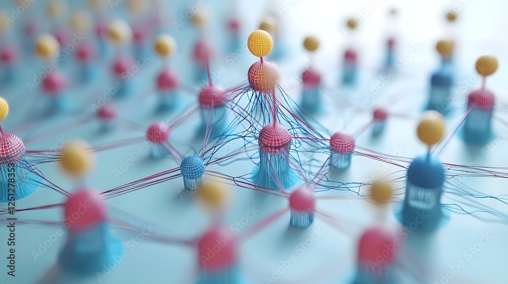 Poster detailed diagram of a complex neural network system with various interconnected layers nodes