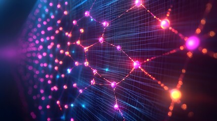 Mesmerizing Visualization of Neural Network Structure A Glowing Grid of Interconnected Patterns Representing the Complexity of Intelligence and Data Processing