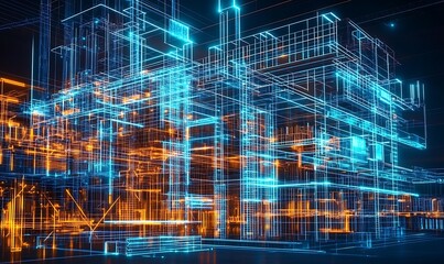 Abstract Digital Twin of Construction Project Showcasing Progress Material Usage and Timeline Management ,