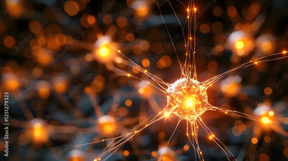 Poster abstract depicting a glowing web of neural network connections symbolizing the intricate and dynamic