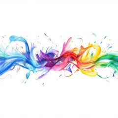 Fototapeta premium Colorful paint swirls, abstract art, white background, design element