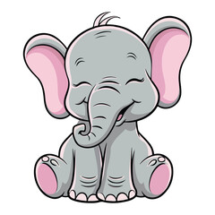 Fototapeta premium A cute adorable baby eephant smiling 