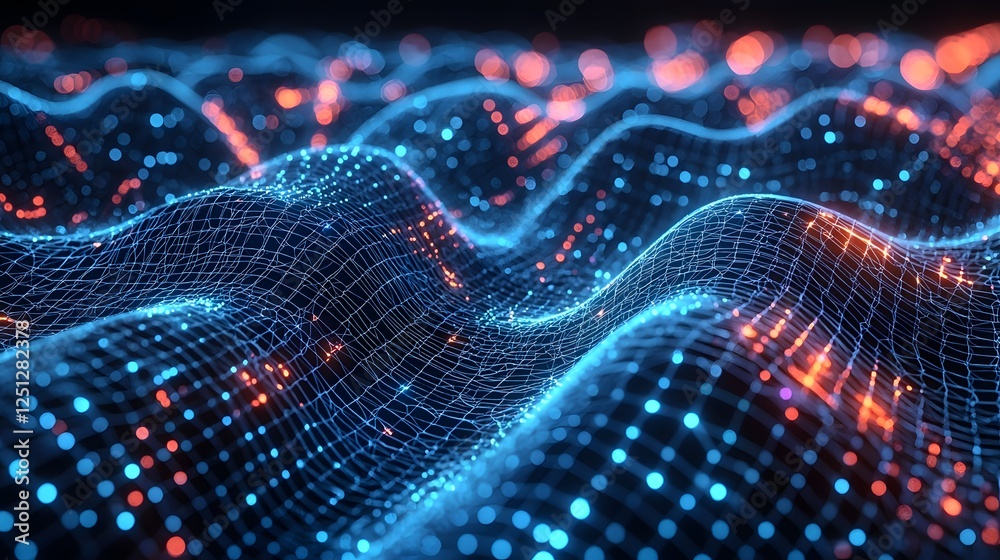 Poster mesmerizing fractal waves of illuminated digital energy and data patterns abstract depiction of deep