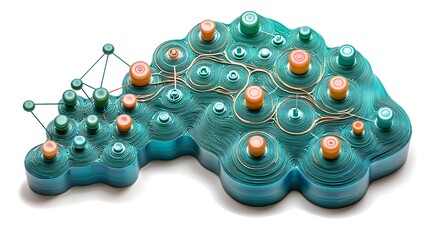 Futuristic digital architecture visualizing the intricate and interconnected nature of intelligence systems  Composed of abstract geometric shapes patterns