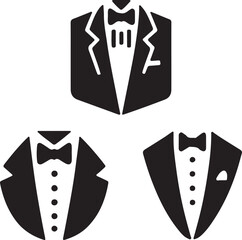 set of tuxedo icon clip art silhouette, logo design vector art illustration