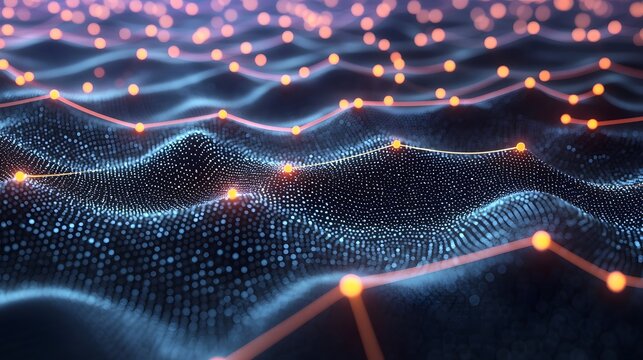 Interconnected neural network layers representing deep learning algorithms  Abstract digital background with futuristic technology intelligence and data processing concept