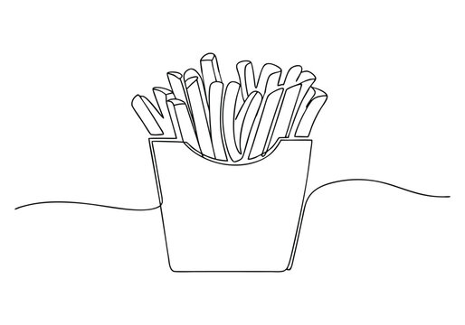 recommend clip art: Continuous One Line French Fries Drawing | Minimalist Fast Food Vector Illustration