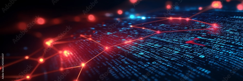 Poster abstract technology background. binary code data flow. network, cybersecurity, big data concept.