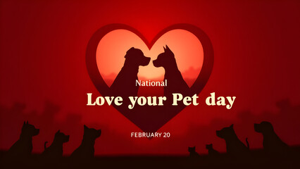 Fototapeta premium National Love Your Pet Day. February 20. Holiday concept. Template for background, banner, card, poster with text inscription