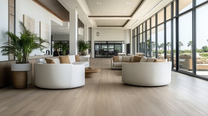 Obraz premium High-end beach house interior featuring a spacious living area and sophisticated SPC flooring.