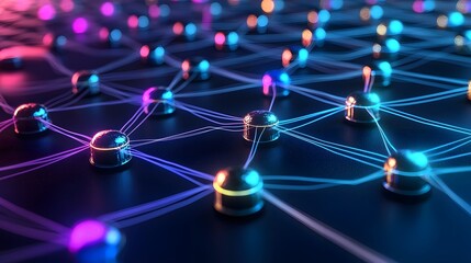 Vibrant neural network layers with color gradients illustrating the complex connections and data flow of an advanced digital technology or intelligence system