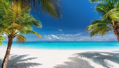 tropical beach with palm trees