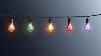 String of Vintage Edison Bulbs in Multiple Colors
