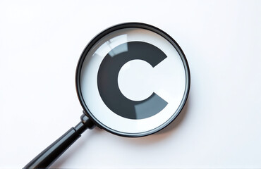 The Copyright Symbol Is Magnified By A Magnifying Glass On A White Background For Better Intellectual Property Awareness. 00001
