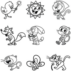 Obraz premium Animation cartoon icon bundle line art and illustrator eps 