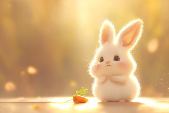 P An adorable icon of a chubby bunny with lon