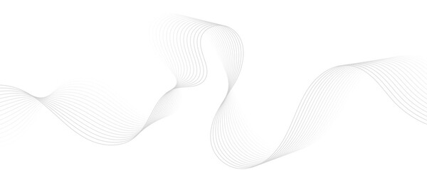 Gray wave curve lines abstract background with flowing particles. Digital energy waves technology concept. Modern backdrop design for business, presentation, banner.